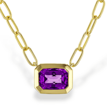 N8703 Rectangular Amethyst Necklace